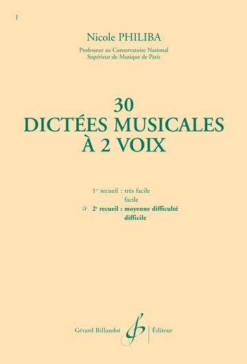 30 Dictées musicales à 2 voix. 2e recueil Visuel